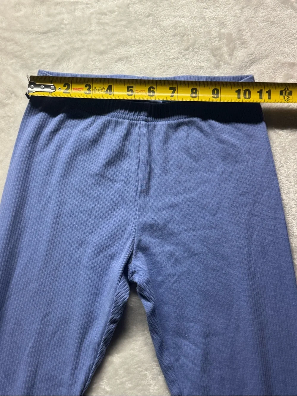 Old Navy Girls Ribbed Leggings Blue Lettuce Hem Size L 10-12